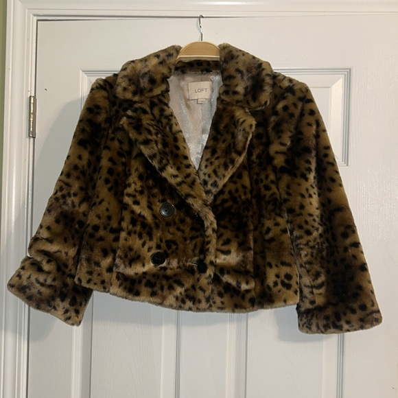 LOFT Leopard Print Faux Fur Jacket - Picture 3 of 6